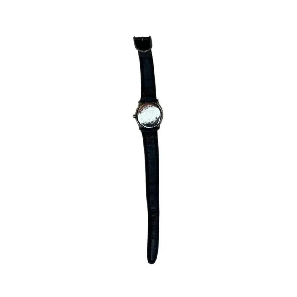 Guess Mirrored Face Watch Black Leather Strap Round Case Quartz